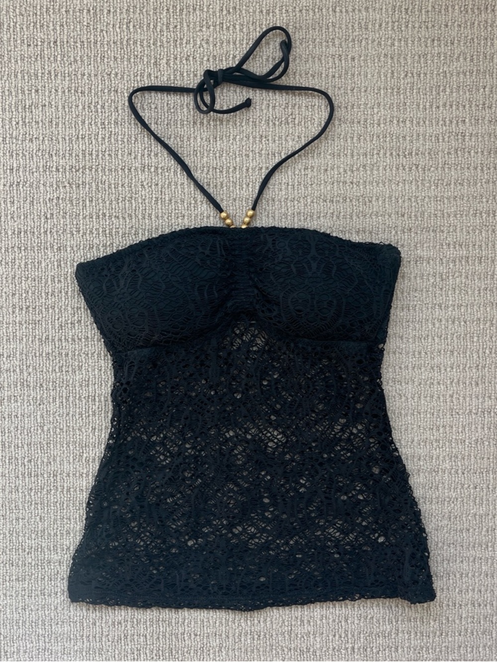 Y2K Ralph Lauren black halter swim top